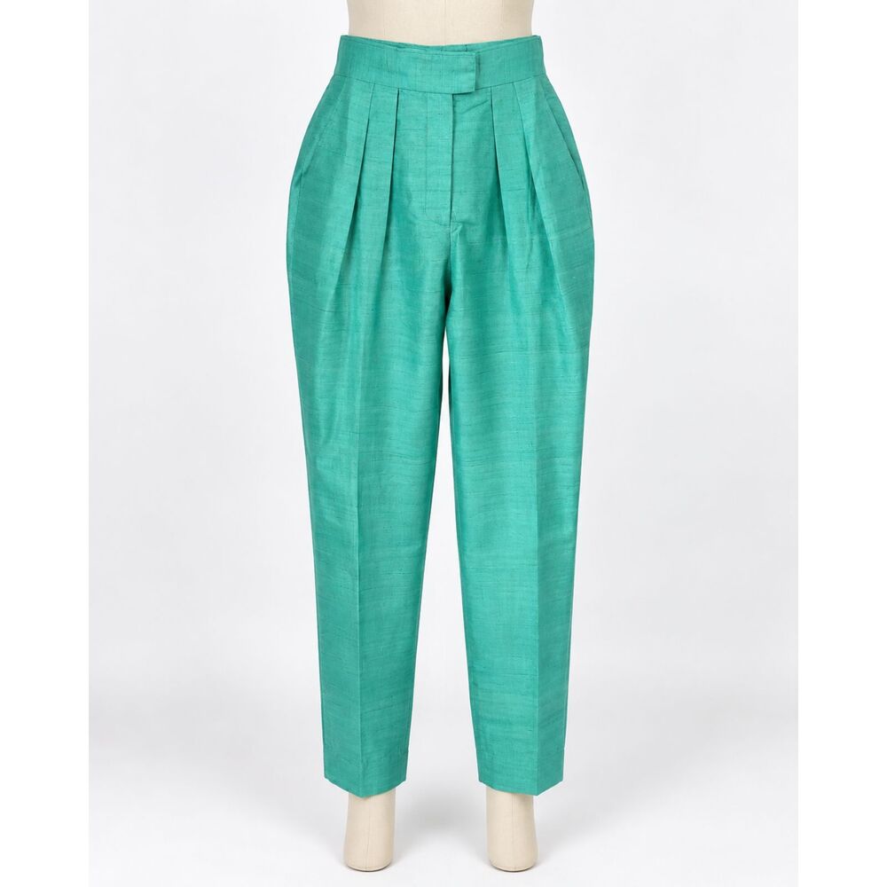NWT Julia Amory 100% Silk Teal Deco Pant Size XS